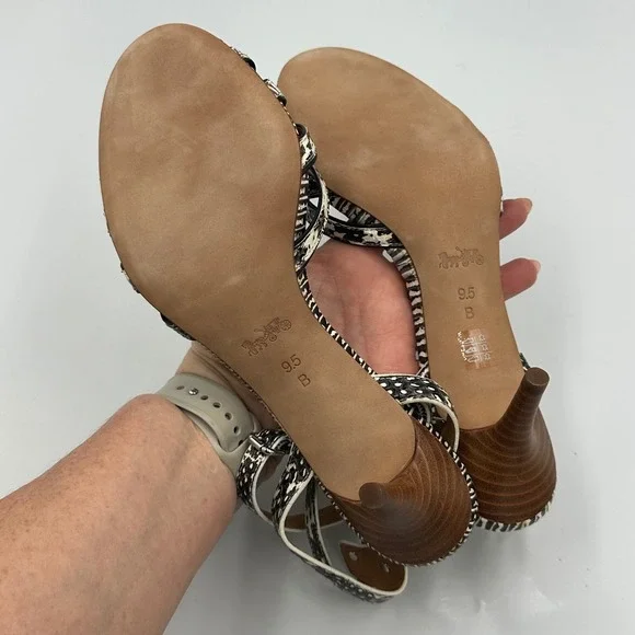 Coach Meg Land Snake Print Heels Y2K Designer Strappy Sandals Euro Chic wmns 9.5 - Picture 9 of 12